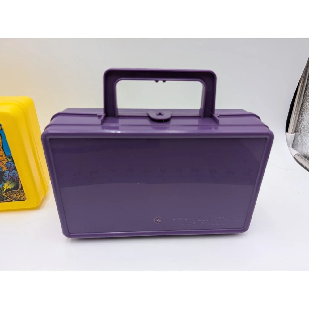 Whirley Industries Pizza Plus‎ Yellow Purple Pencil Case Lunch Box Kids Meal Lot
